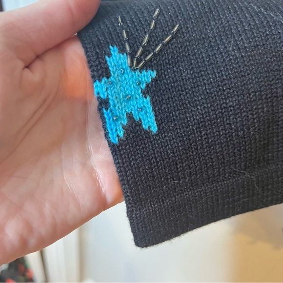 VINTAGE | rare star print sequin maximalism knit cardigan sweater - Picture 7 of 10